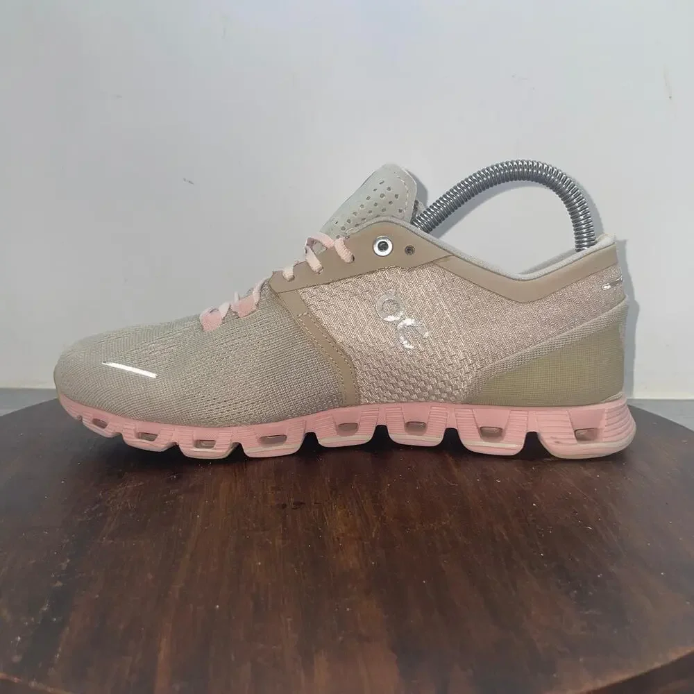 On Cloud X Shoes Women's Size 7.5 US Sand/Rose Pink Athletic Running Sneakers